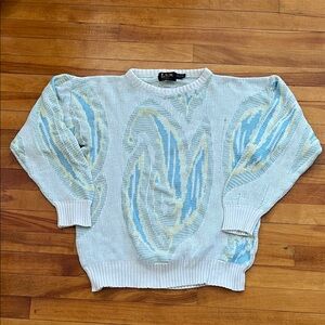 Vintage Crewneck Sweater - Blue and Cream